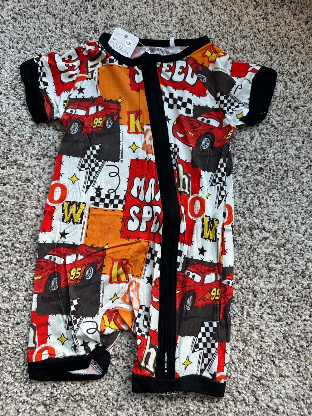 Kids Red Lightning Car Zip Bamboo Shortie - Feral & Free